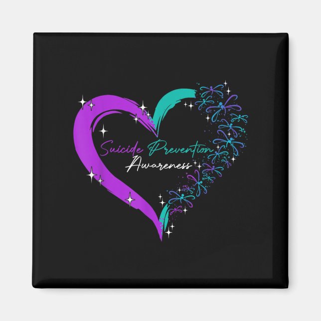 Heart Kärlek Dragonfly Suicide Prevention Awarenes Magnet (Framsidan)