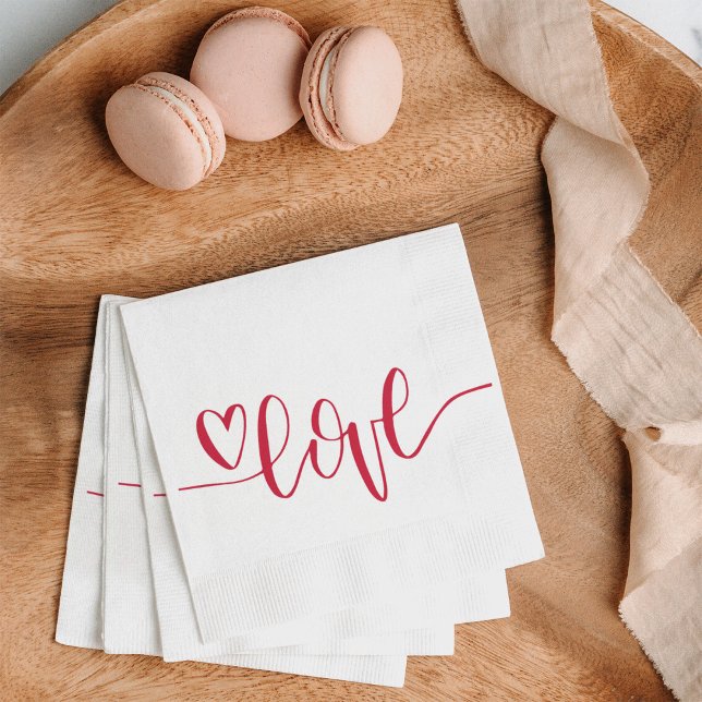Heart Kärlek Hand, skriven Pappersservett (Love hand lettered napkin perfect for Valentine's Day or just celebrating Love.)