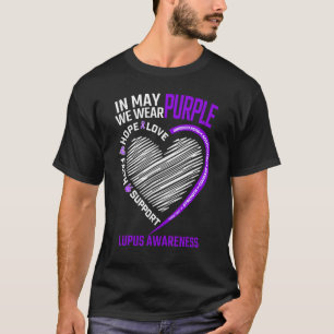 Heart Kärlek Hope Faith I May We Bära Lila Lupus T Shirt