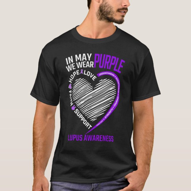 Heart Kärlek Hope Faith I May We Bära Lila Lupus T Shirt (Framsida)