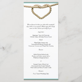 Heart Kärlek Knot Western Bröllop Menu Meny
