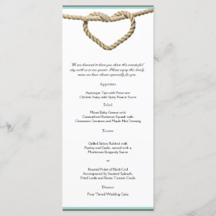 Heart Kärlek Knot Western Bröllop Menu Meny