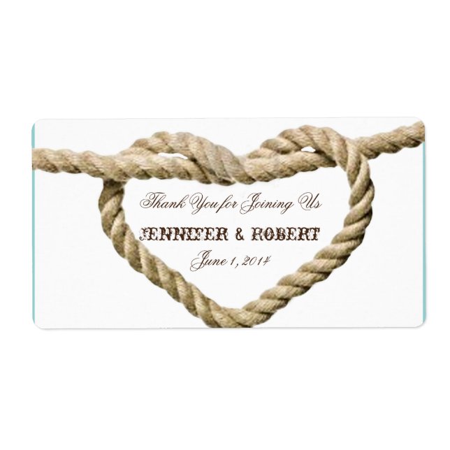 Heart Kärlek Knot Western Vattenflaska-etikett Fraktsedel (Framsidan)