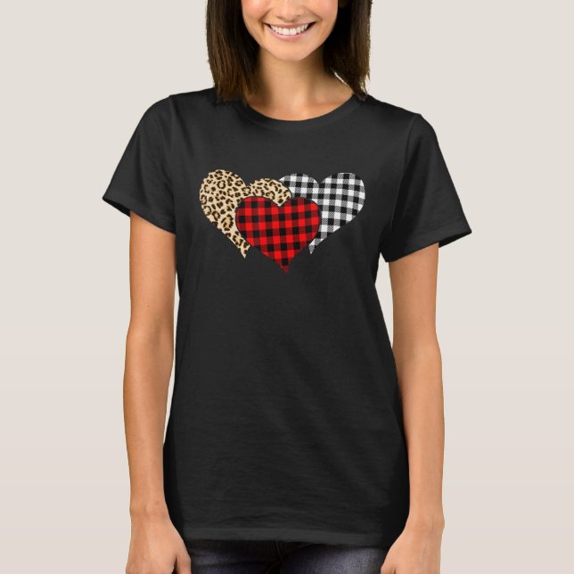 Heart Kärlek Leopard Play Cute Valentines day Kvin T Shirt (Framsida)