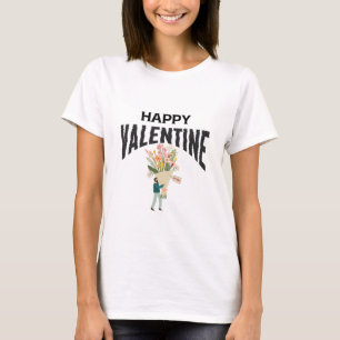 Heart Kärlek Man med blommorna Artsy Valentine Day T Shirt