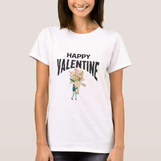Heart Kärlek Man med blommorna Artsy Valentine Day T Shirt