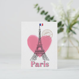Heart Kärlek Paris Eiffel Torn vykort