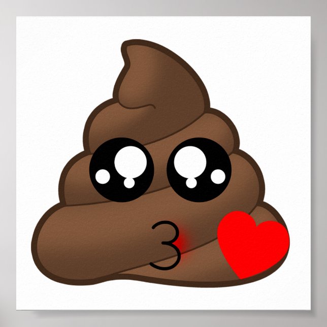 Heart Kärlek Poop Emoji Poster (Framsidan)