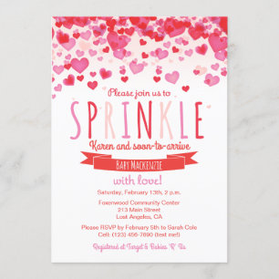 Heart Kärlek Sprinkle Baby Shower-inbjudan Inbjudningar