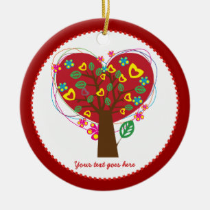 Heart kärlek träd Valentine Day anpassningsbar orn Julgransprydnad Keramik