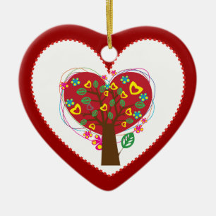 Heart kärlek träd Valentine Day anpassningsbar orn Julgransprydnad Keramik