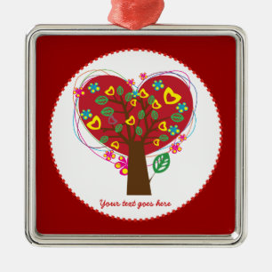 Heart kärlek träd Valentine Day anpassningsbar orn Julgransprydnad Metall