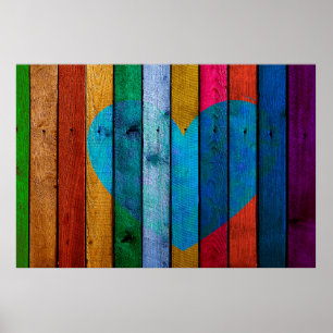 Heart kärlek-träskivor grenar poster