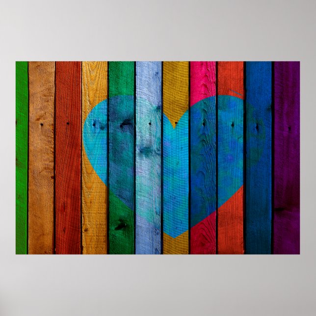 Heart kärlek-träskivor grenar poster (Framsidan)