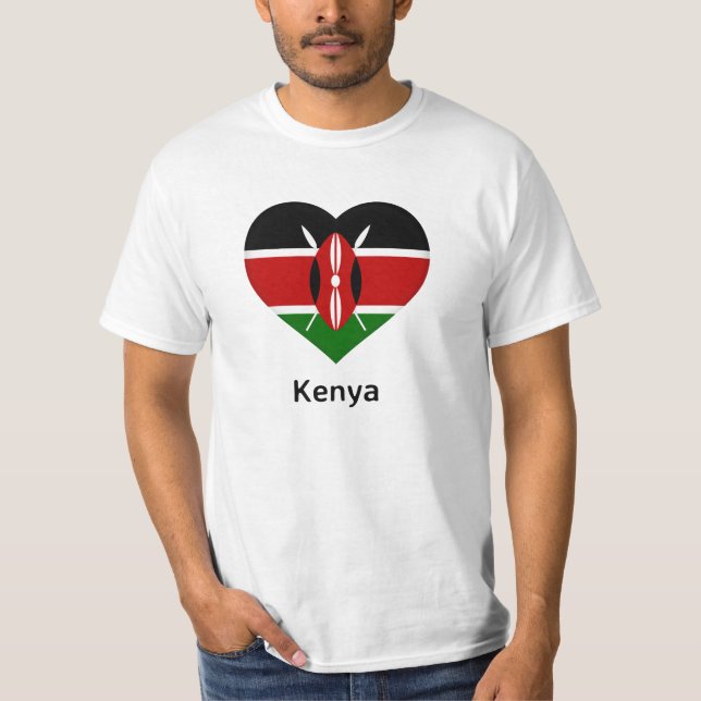 Heart - Kenya Flagga T Shirt (Framsida)