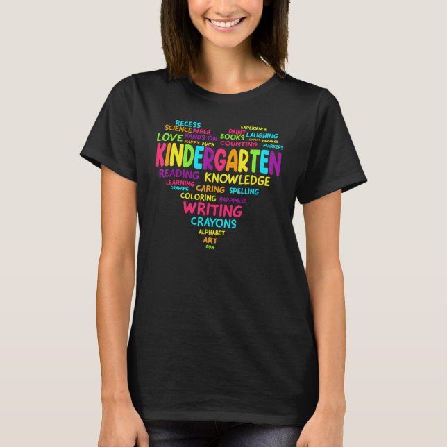 Heart Kindergarten Team Teacher Student tillbaka t Shirt (Framsida)