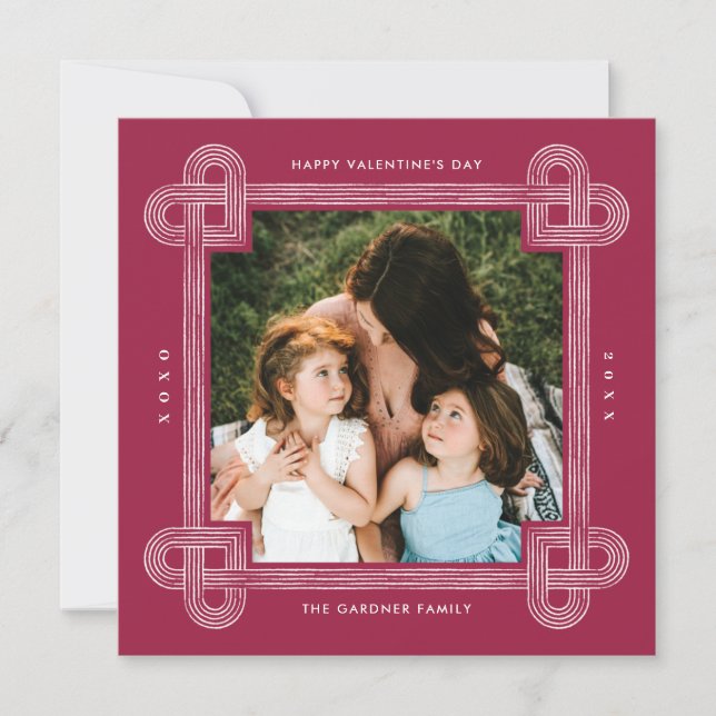 Heart Knot Ram Valentine Day Card - Plum Julkort (Framsida)