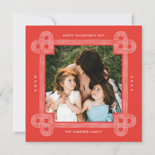 Heart Knot Ram Valentine Day Card - Red Julkort