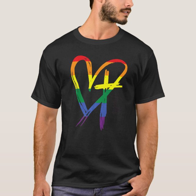 Heart Kor Lgbt Gay pride Rainbow Faith Christian T Shirt (Framsida)