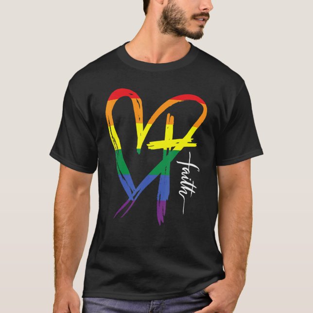 Heart Kor Lgbt Gay pride Rainbow Flagga Christian T Shirt (Framsida)
