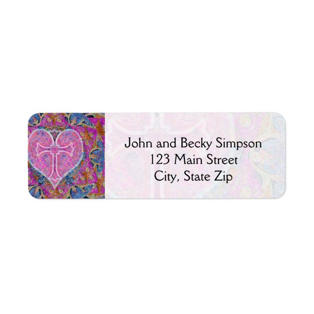 Heart Kor Mönster i Rosa Returadress Etikett (Framsidan)