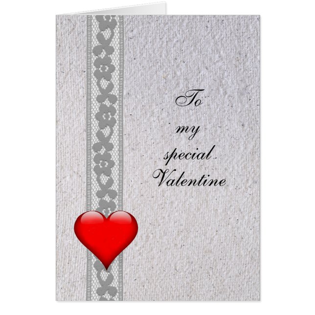 Heart & Lace, My Special Valentine, personalize Hälsningskort (Framsidan)