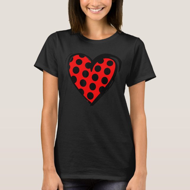 Heart Ladybug Mönster för Ladybug Älskare T Shirt (Framsida)