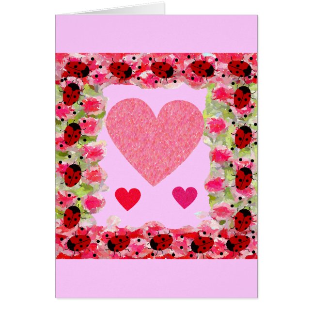 Heart Ladybugs Hälsningskort (Framsidan)