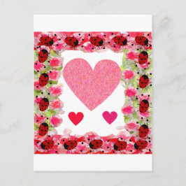 Heart Ladybugs Vykort