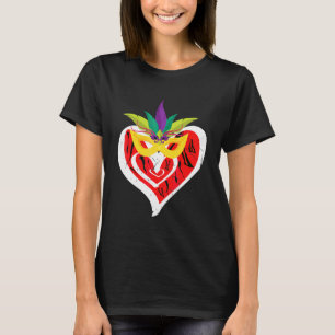 Heart Leopard Lycklig Mardi Gras Funny Carnival Ma T Shirt