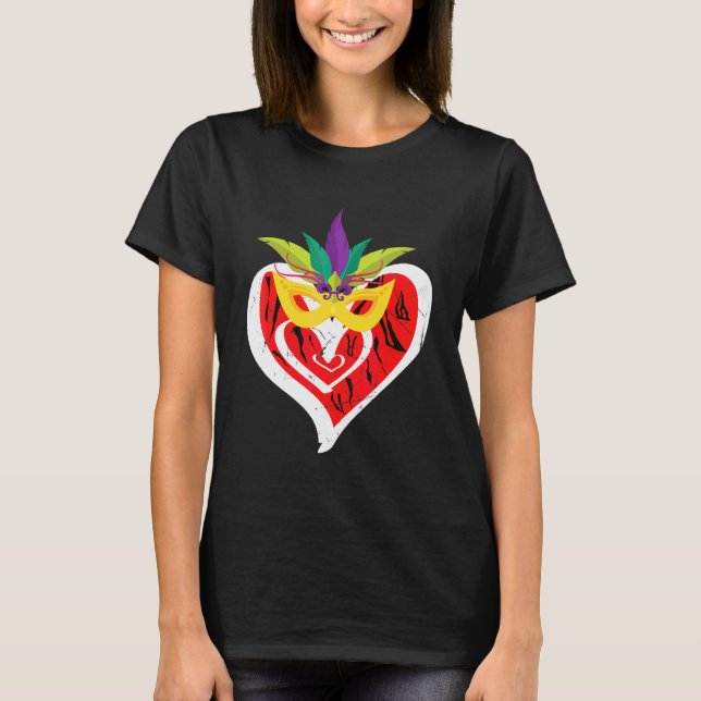 Heart Leopard Lycklig Mardi Gras Funny Carnival Ma T Shirt (Framsida)