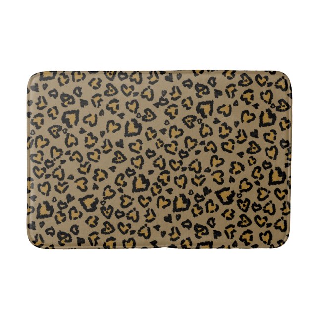 Heart Leopard Mönster i Natural Färg Badrumsmatta (Framsidan)