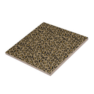 Heart Leopard Mönster i Natural Färg Kakelplatta