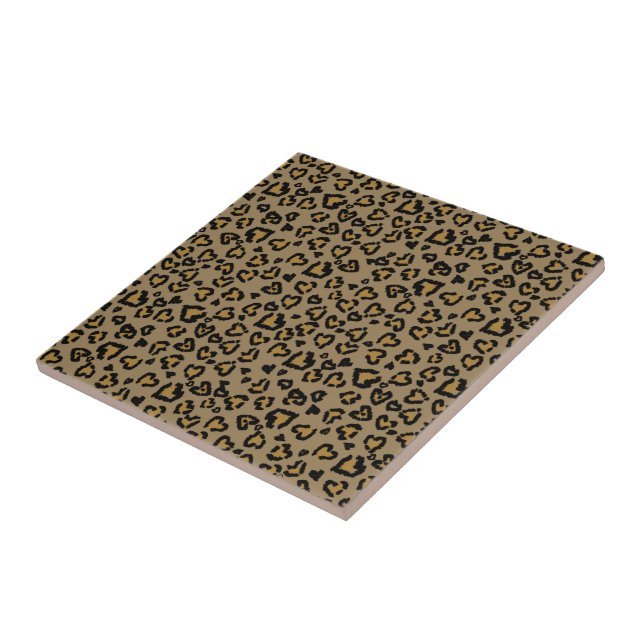 Heart Leopard Mönster i Natural Färg Kakelplatta (Sidan)