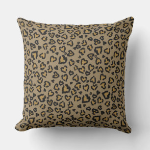 Heart Leopard Mönster i Natural Färg Kudde