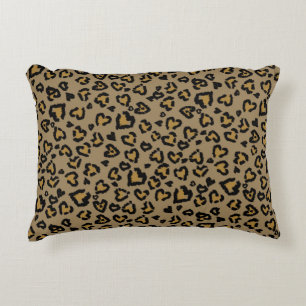Heart Leopard Mönster i Natural Färg Prydnadskudde