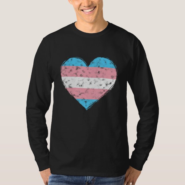 Heart LGBT Pride Month Retro LGBTQ Transgender Fla T Shirt (Framsida)