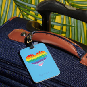 HEART LGBTQIA Rainbow Flagga, Black Tote Bag Bagagebricka