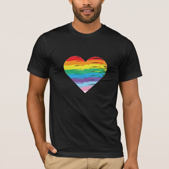 HEART LGBTQIA Rainbow Flagga, Gay pride T-Shirt (Framsida)