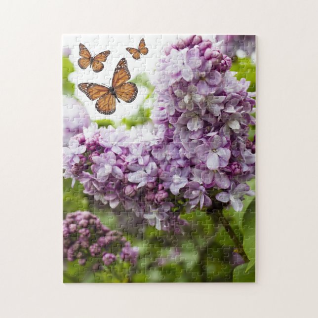 Heart Lilac och Butterflies Puzzle Pussel (Vertikal)