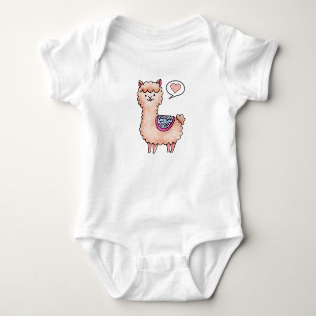 Heart Llama T Shirt (Framsida)
