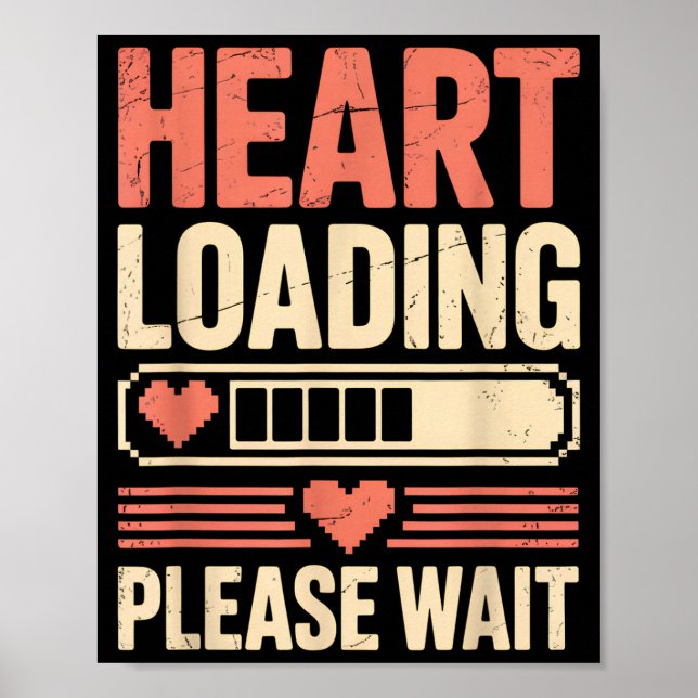 Heart Loading Please Wait Retro Xel Valentine Humo Poster (Framsidan)