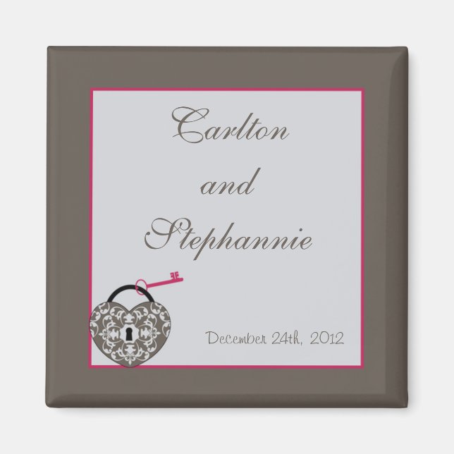 Heart Lock Bröllop Magnet Favor (Framsidan)