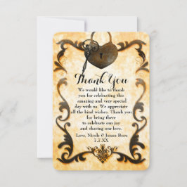 Heart Lock & Key Vintage Antika Tacksamhetskort Inbjudningar