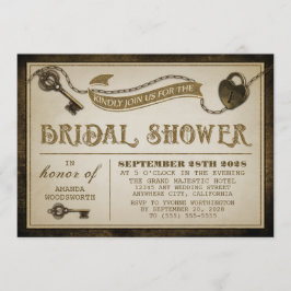 Heart Lock Skeleton Nyckel Inbjudningskort för möh