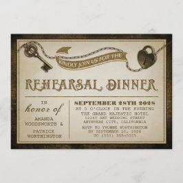 Heart Lock Skeleton Nyckel Rehearsal Inbjudan