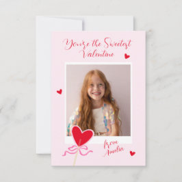 Heart Lollipop Photo Bow Sweetest Valentine Love Anteckningskort