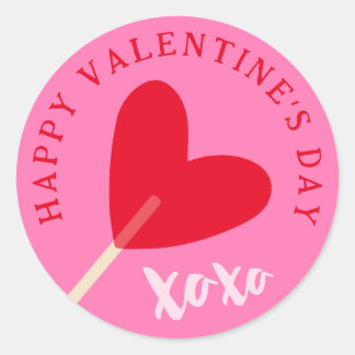 Heart Lollipop XOXO Love Valentine's Day Pink Red Runt Klistermärke