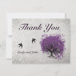 Heart Löv Eggplant Träd Vintage Birds Tack