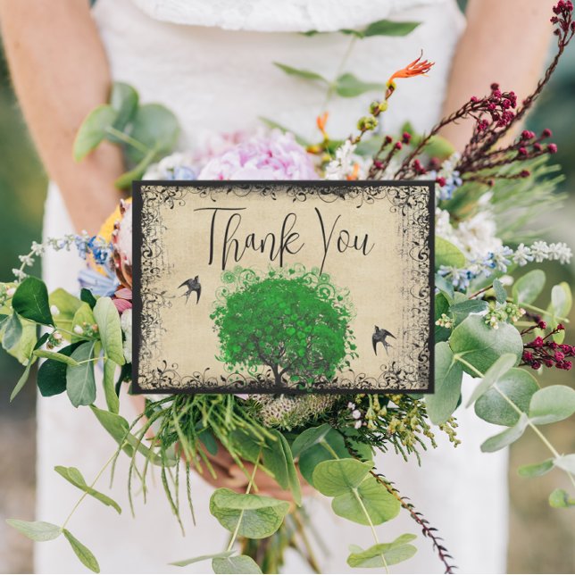 Heart Löv Emerald Träd Love Bird Tack Kort (Skapare uppladdad)